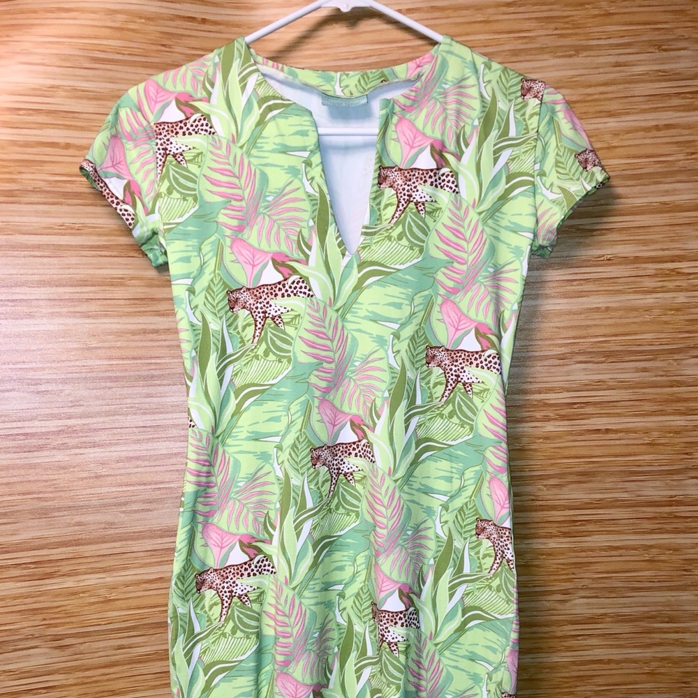 Manuel Canovas 6/8 Green Floral Leopard Dress